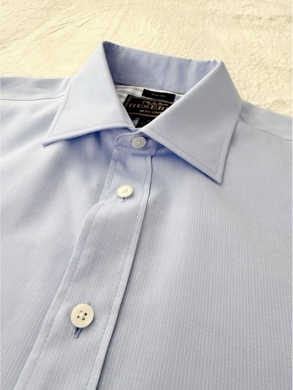 Jos A Bank Reserve Slim Fit Dress Shirt Men’s Large Blue Egyptian Cotton NWOT - Picture 7 of 9